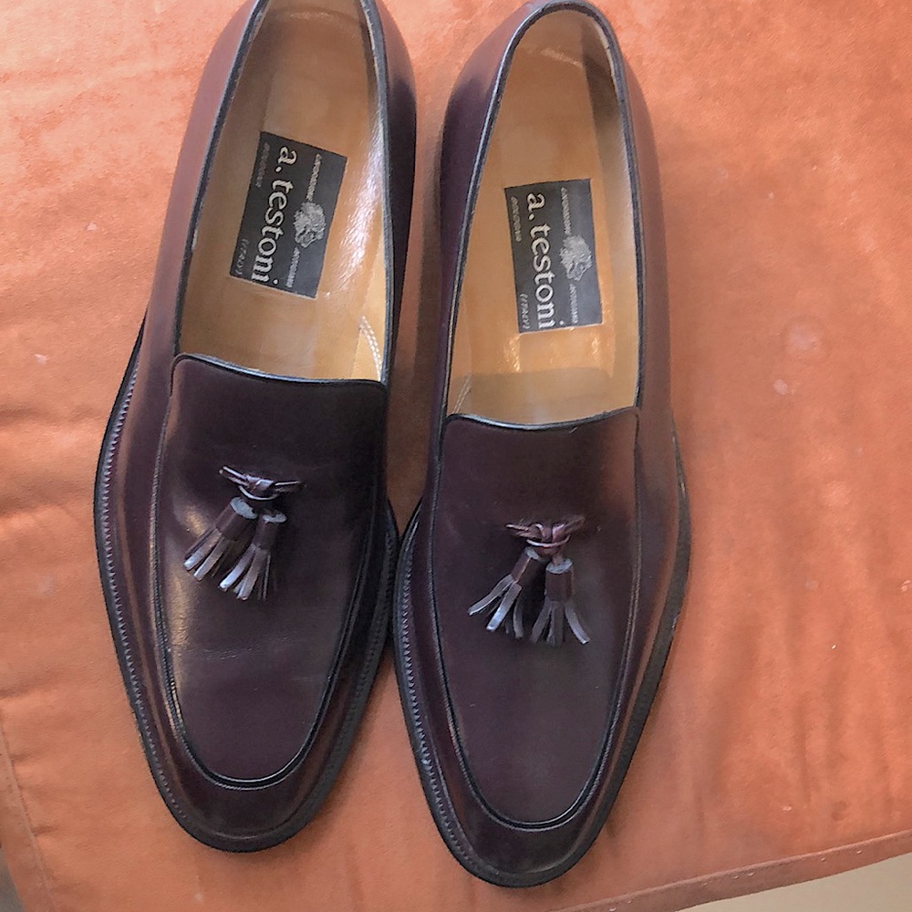 New A. Testoni Brown Leather Loafer size 10.5